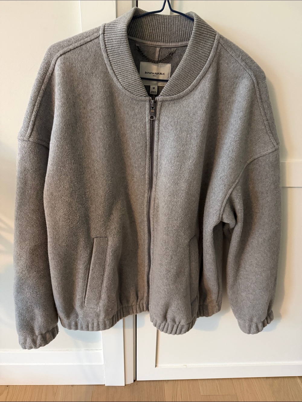 Banana Republic Gray Fleece Bomber Jacket